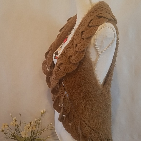 JOHN FASHION Wool Sweater Vest Eyelash Style Sz M - Picture 7 of 9